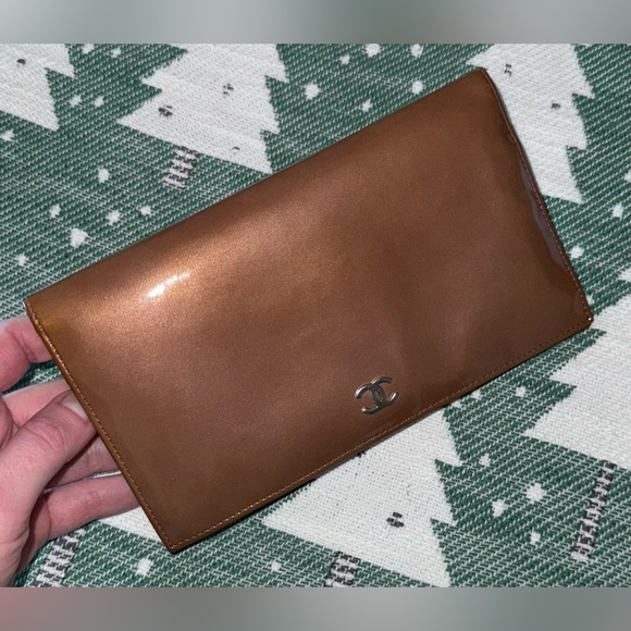 AUTHENTIC CHANEL Vintage 2000 Patent Leather Interlocking C CC Long Wallet y2k - Picture 3 of 16